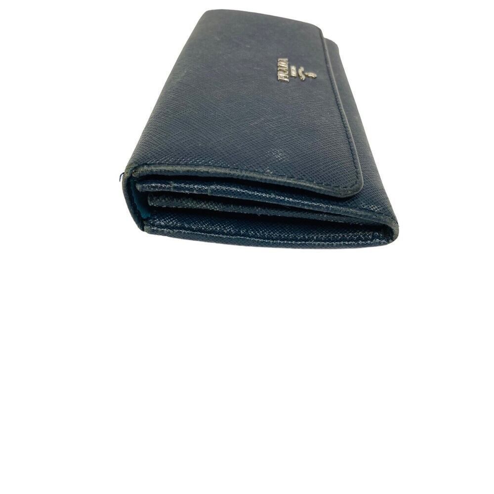 PRADA Blue Continental Saffiano-Textured Leather Long Wallet - Picture 3 of 9
